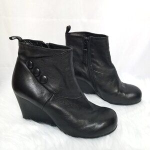 Miz Mooz  Nimah Black Button Wedge Bootie 8.5